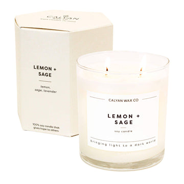 Calyan Wax Co. - Lemon + Sage - Glass Tumbler Soy Candle