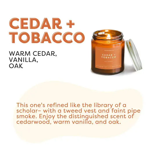 Cedar + Tobacco - Mini Amber Jar Soy Candle