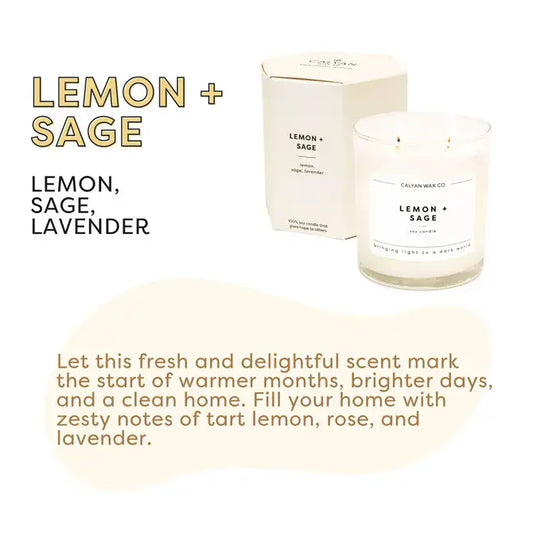 Calyan Wax Co. - Lemon + Sage - Glass Tumbler Soy Candle