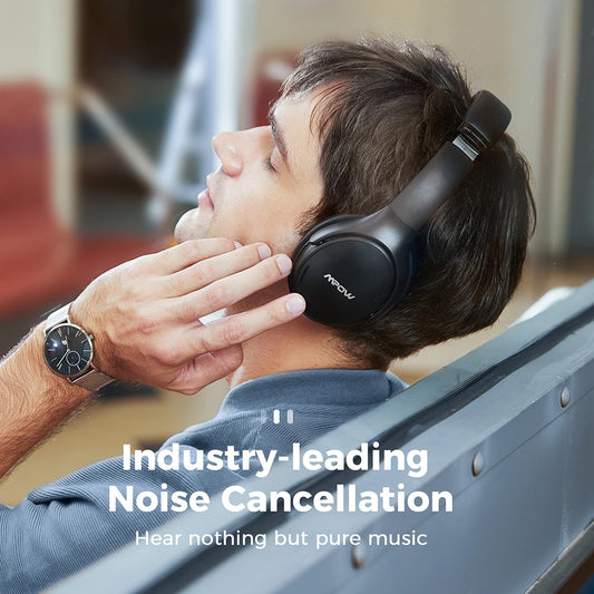 Mpow H19 IPO Lightweight Wireless Bluetooth 5.0 Headphones with Active Noise Cancelling CVC 8.0 Mic for Immersive Audio Experience