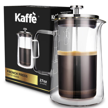 Kaffe French Press Coffee Maker. Double-Wall Glass