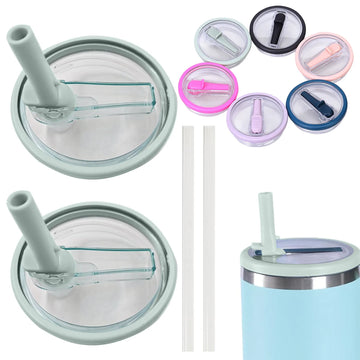 2 Pack 40 Oz Tumbler Flip Straw Lid Replacement Fit ForQuencher Spill Proof Resistant Tumbler LidsReusable Tumbler Cover For Cup