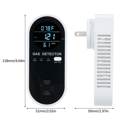 Natural Gas Detector 3 in 1 Plug-in Propane Gas Detector Gas Temperature Humidity Combustible Gas Detector for Gas Leak Detector