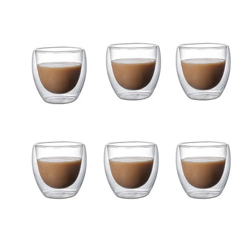 Insulated Double Wall Glass Coffee Mugs for Espresso, Tea, Latte, Cappuccino and more