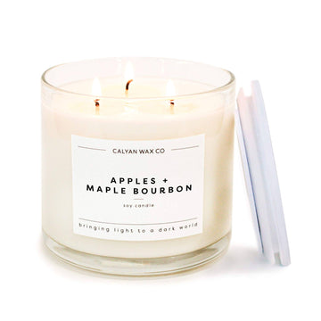 Apples+Maple Bourbon - 3 Wick Clear Glass Tumbler Soy Candle