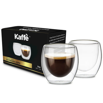 Kaffe 3oz Small Espresso Cups Double-Wall Borosilicate Glass. Set of (2)