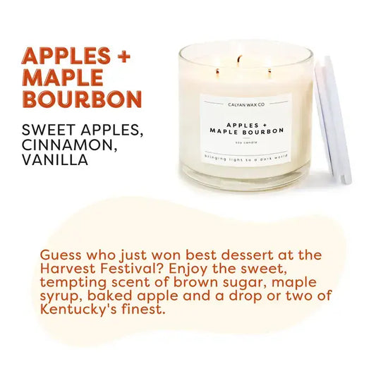 Apples+Maple Bourbon - 3 Wick Clear Glass Tumbler Soy Candle