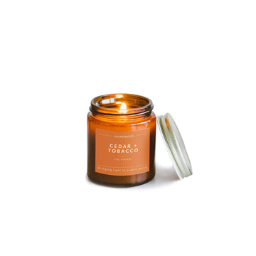 Cedar + Tobacco - Mini Amber Jar Soy Candle