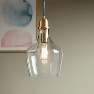 Clear Bell Shape Glass Metal Pendant