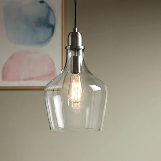 Clear Bell Shape Glass Metal Pendant