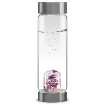 Via Crystal Water Bottle | Wellness W Amethyst & Rose Quartz